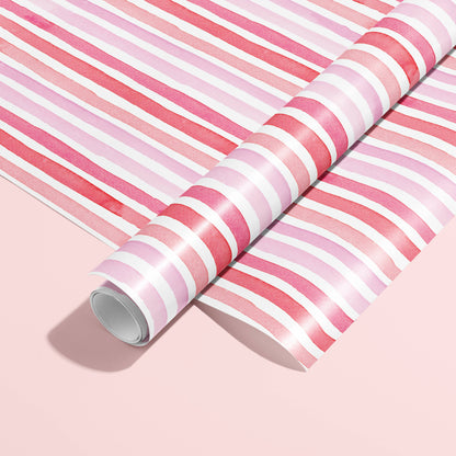 Pink Watercolor Stripes Gift Wrap