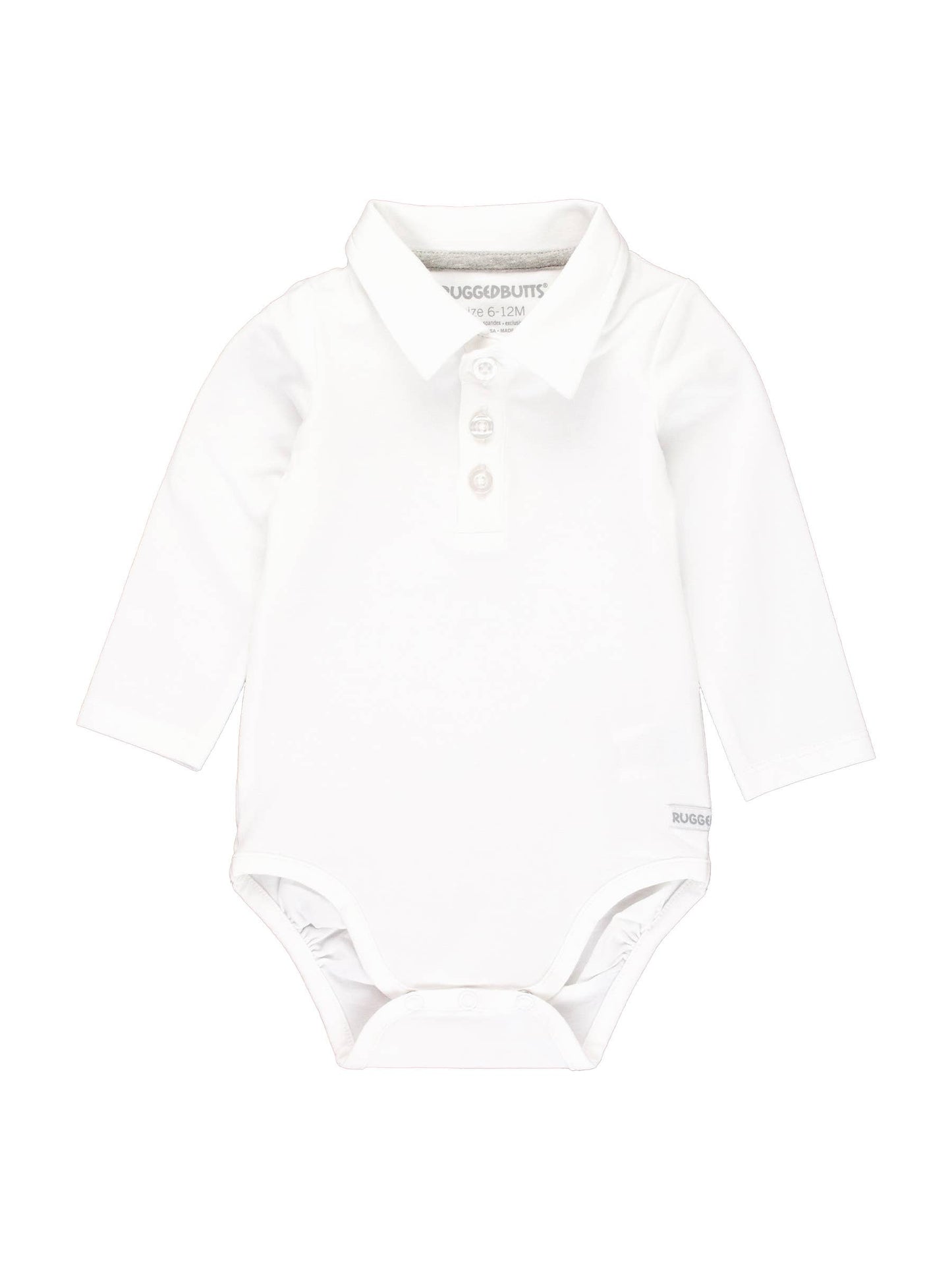 Baby Boys Knit Polo Bodysuit | White