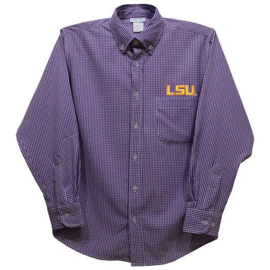 LSU Tigers Embroidered Purple Button Down Shirt