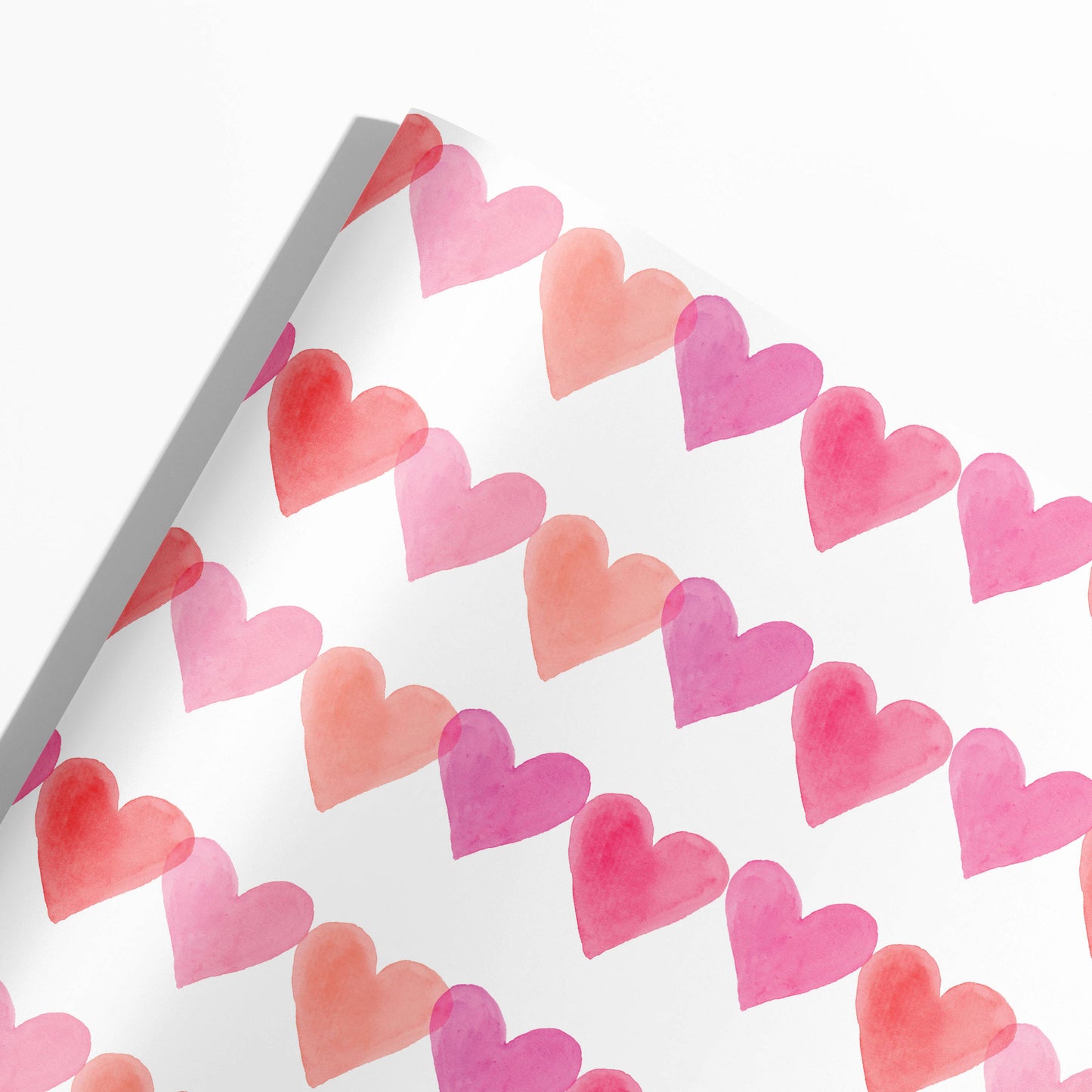 Pink Watercolor Hearts Gift Wrap