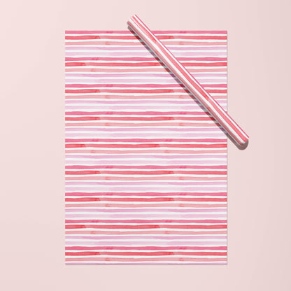 Pink Watercolor Stripes Gift Wrap