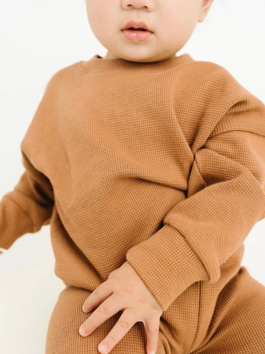 Waffle Crewneck Set | Cognac