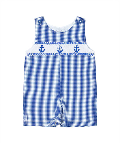 PREORDER | Navy Gingham Smocked Anchor Jon Jons