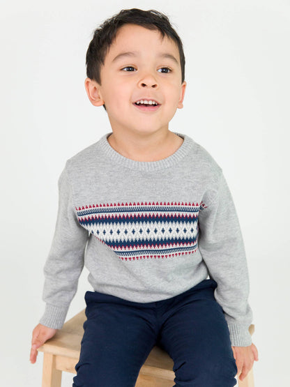 Cozy Fair Isle Knit Crew Neck Sweater