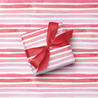 Pink Watercolor Stripes Gift Wrap