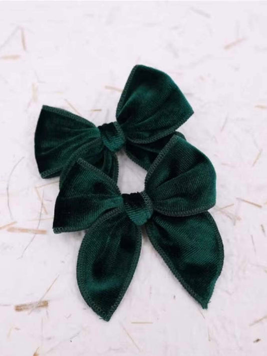 Evergreen Velvet Whimsy Pigtail Set