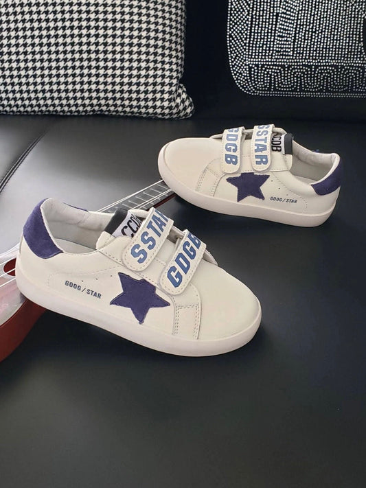 PREORDER | White Velcro Blue Star Sneakers