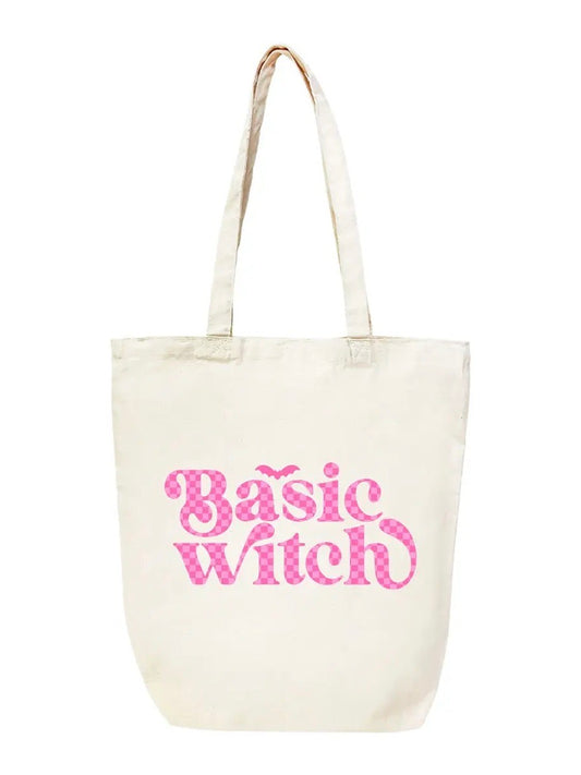 Basic Witch Check Large Canvas Tote