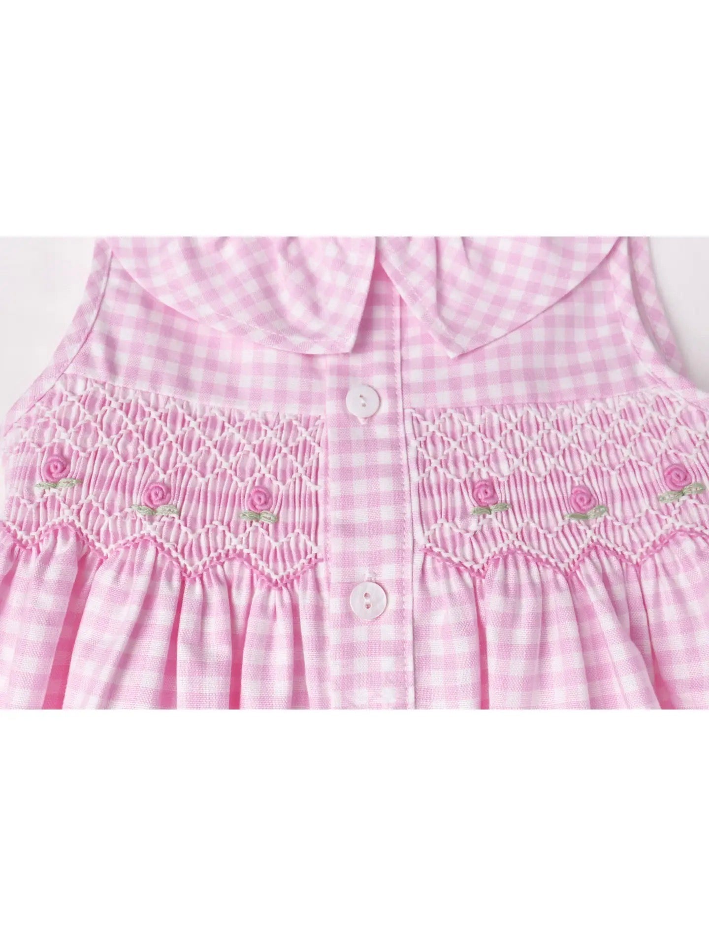 PREORDER | Pink Gingham Smocked Button Dress