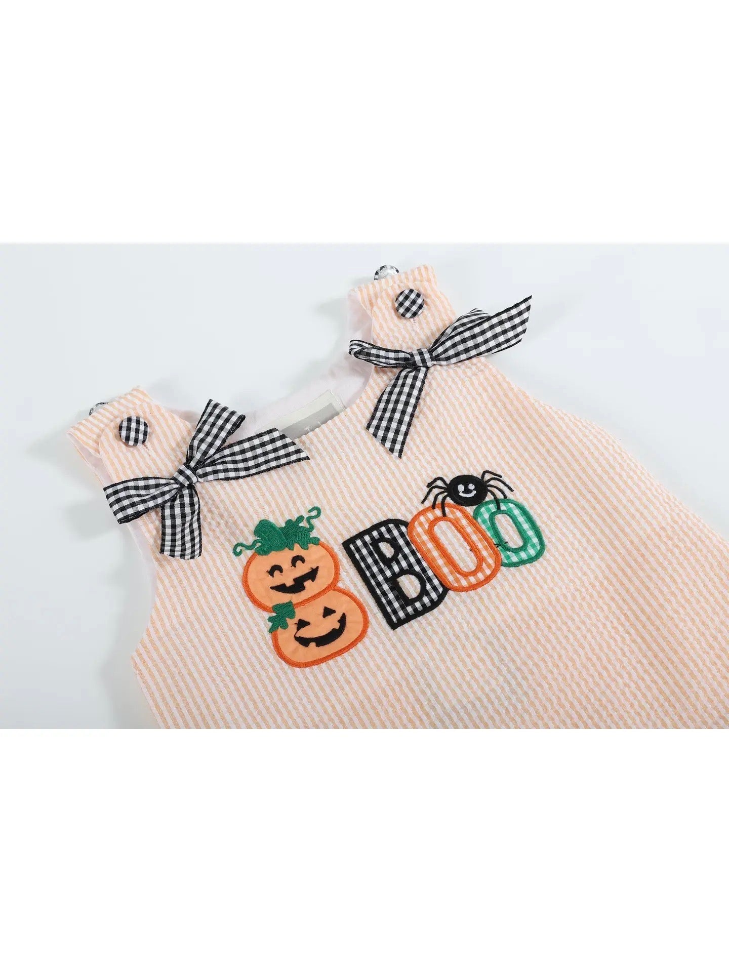 Halloween Boo Orange Seersucker Ruffle Dress