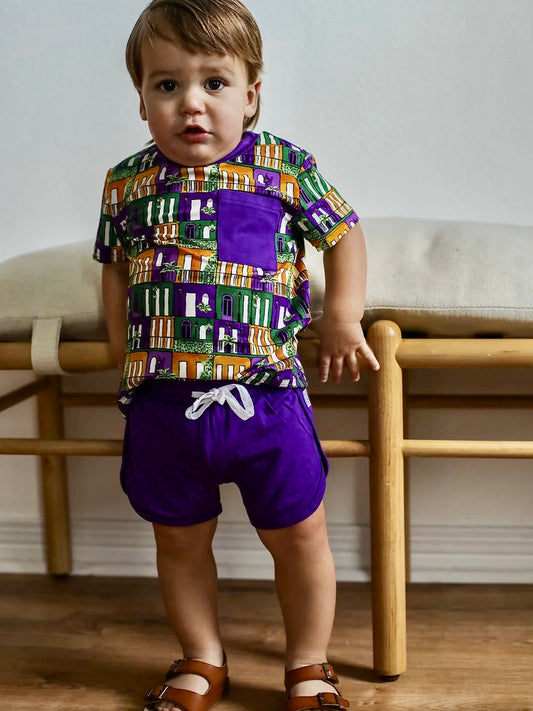 Mardi Gras Houses Bamboo Varsity Short Set