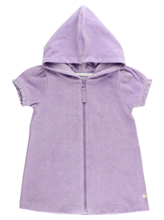 Girls Lavender Terry Full-Zip Cover Up