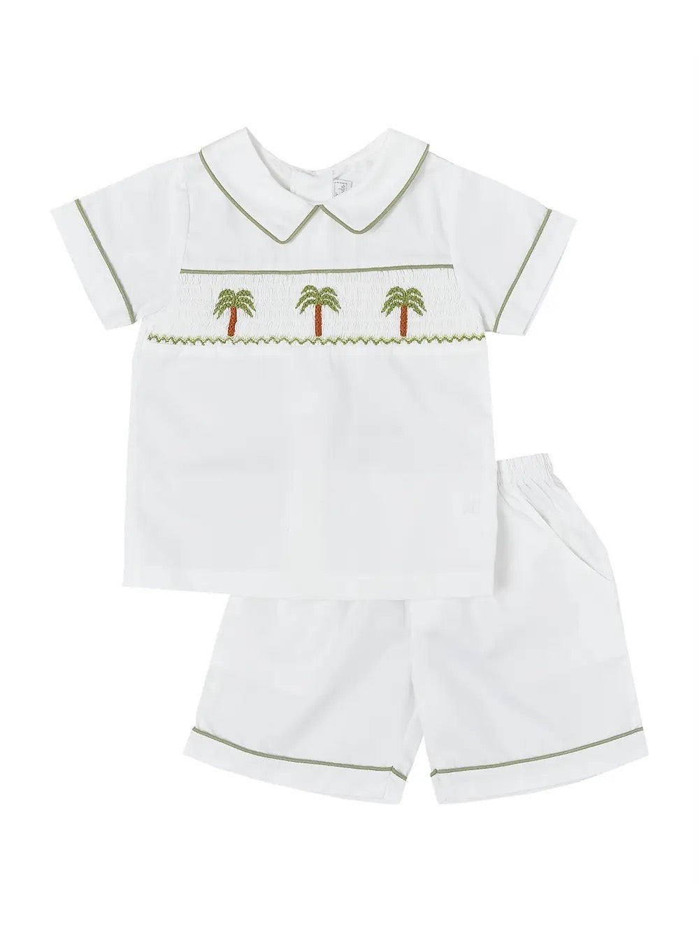 Palm Tree Smocked Shirt + Shorts