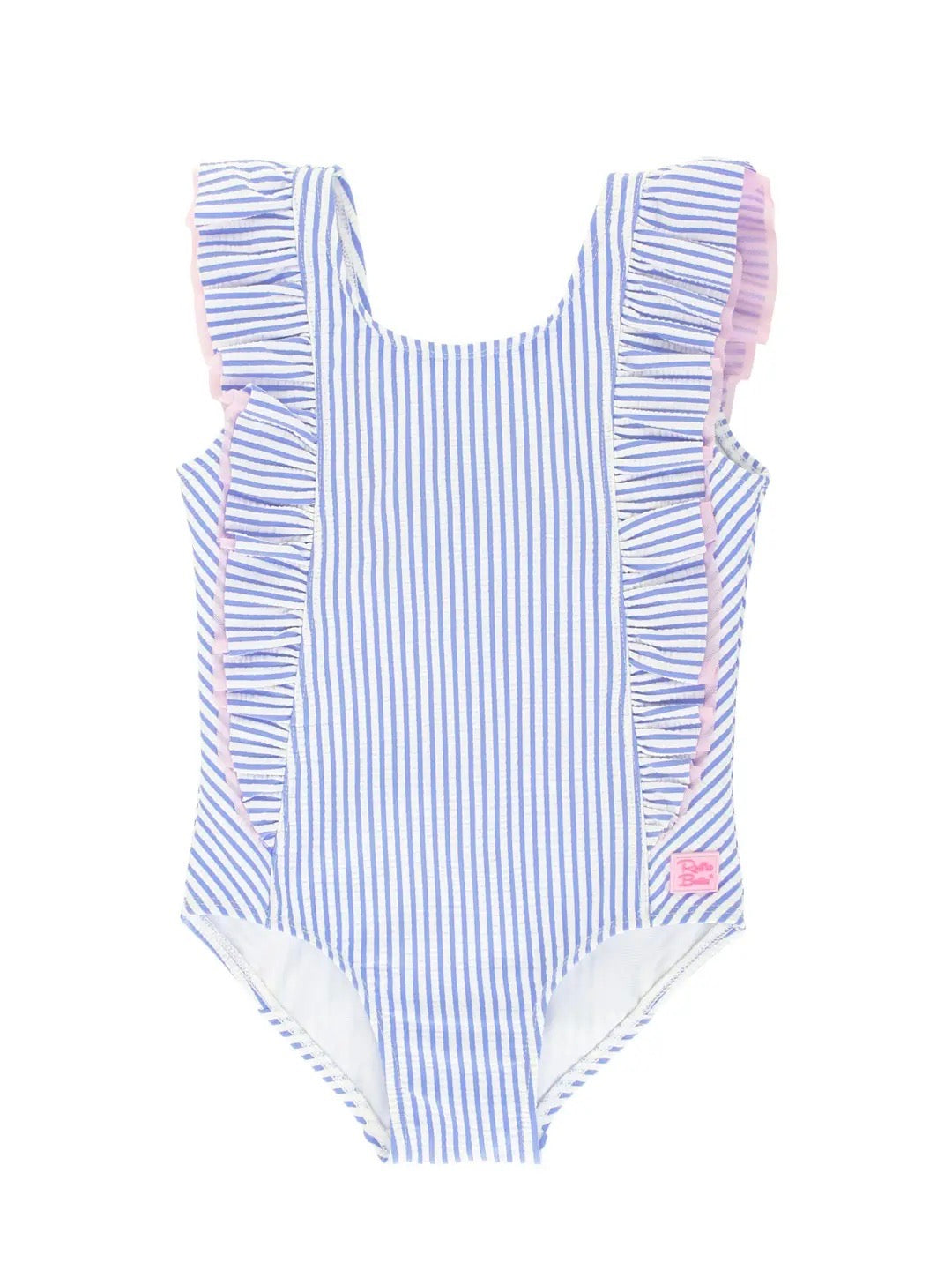 Periwinkle Blue Seersucker Waterfall One Piece