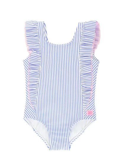 Periwinkle Blue Seersucker Waterfall One Piece