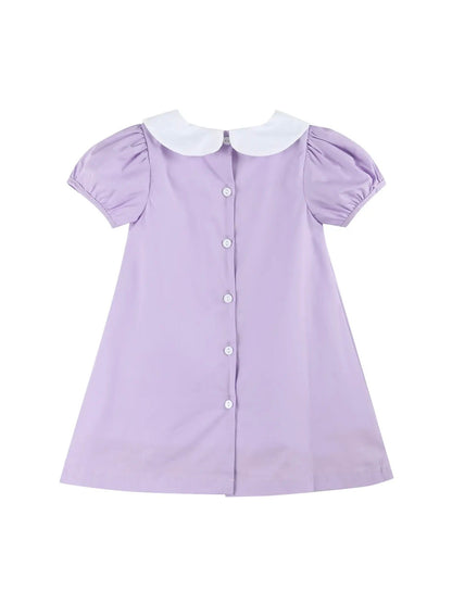 Purple Gingham Crayon Back To School Collared Dress