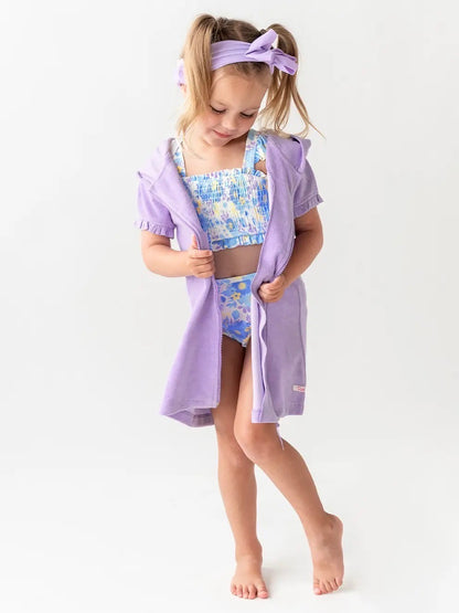 Girls Lavender Terry Full-Zip Cover Up