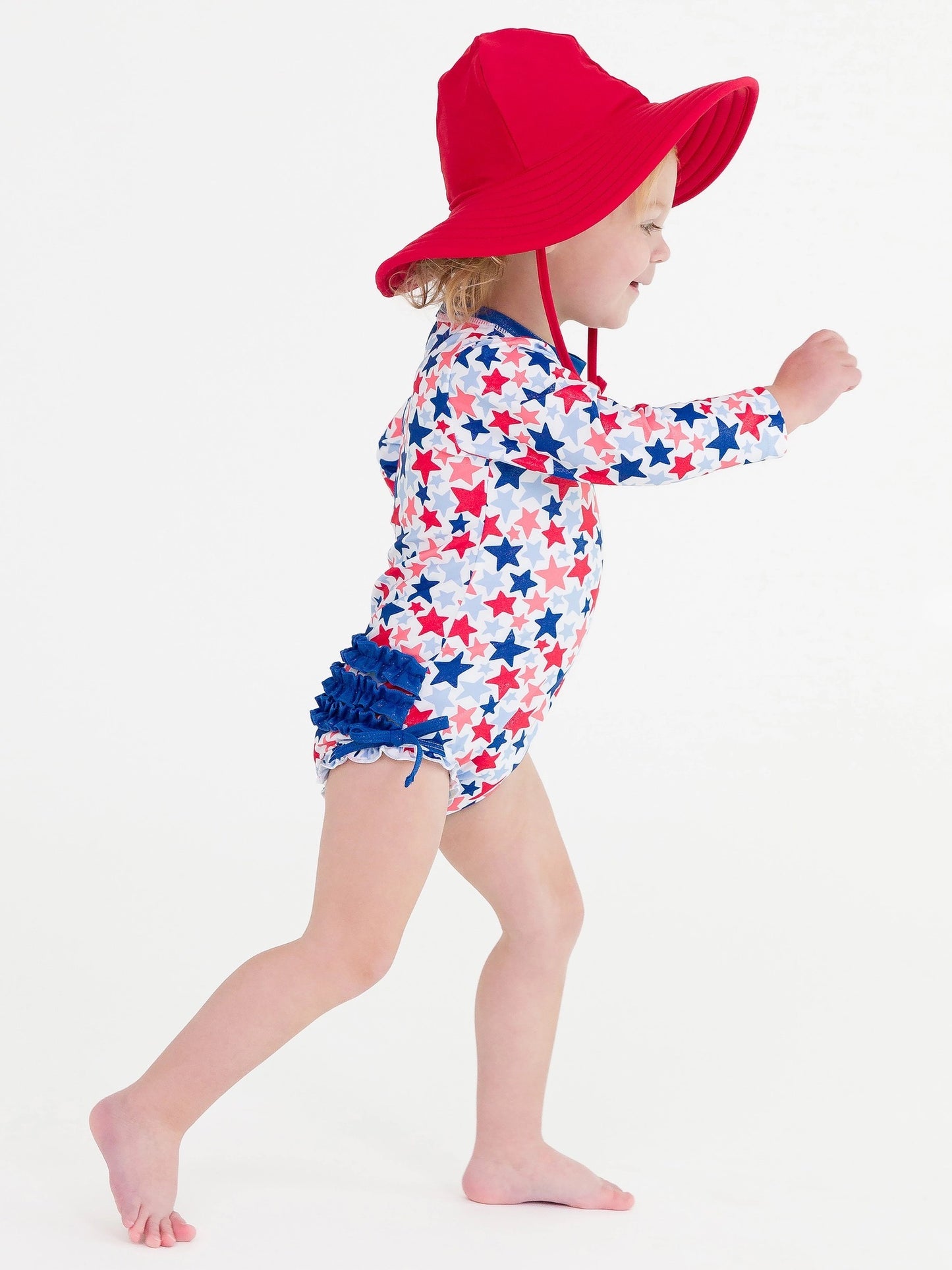 PREORDER | Baby Girls Shimmer Star-Spangled Long Sleeve One Piece Rash Guard