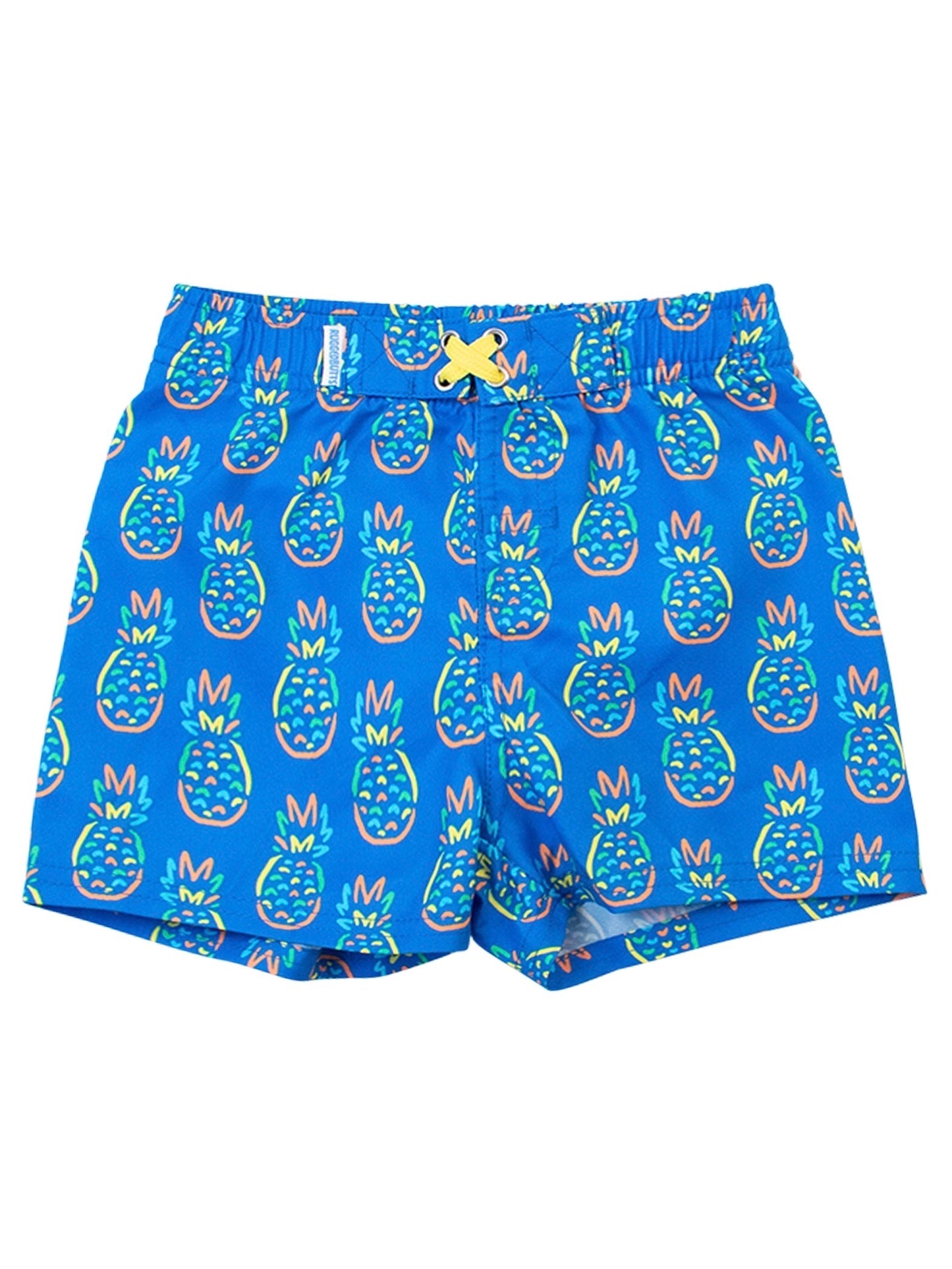 Boys Neon Blue Pineapples Swim Trunks