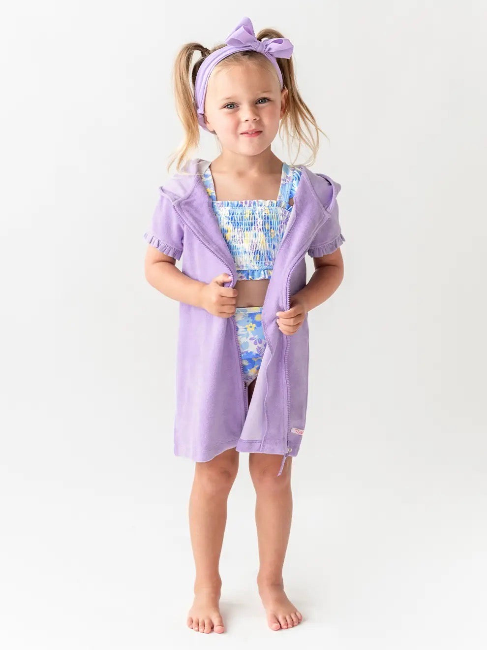 Girls Lavender Terry Full-Zip Cover Up