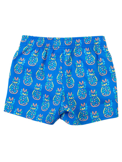 Boys Neon Blue Pineapples Swim Trunks