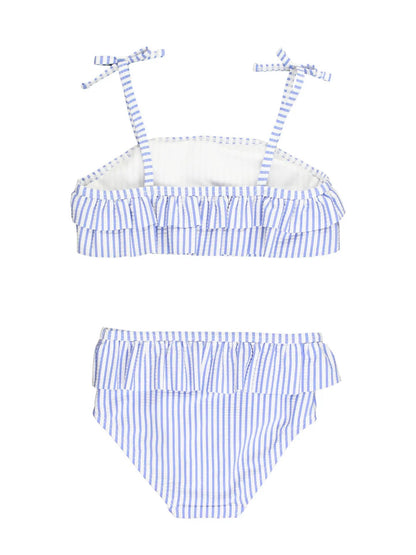 Periwinkle Blue Seersucker Ruffle Bikini