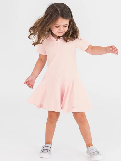 Pale Pink Pique Polo Short Sleeve Dress