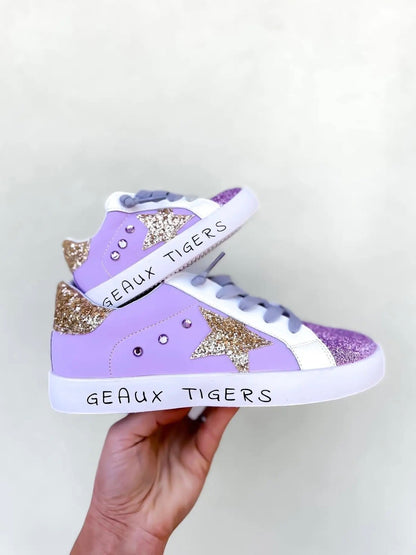 PREORDER | Geaux Tigers Purple with Gold Star Sneakers