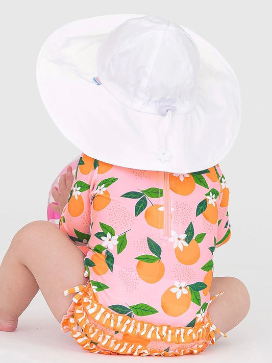 Kids White Sun Protective Hat