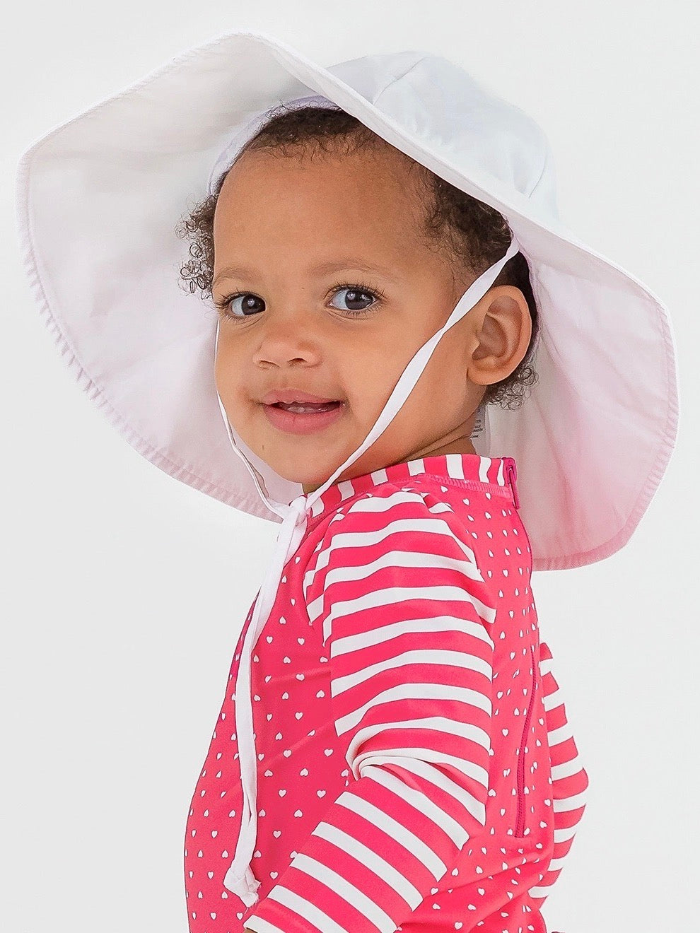 Kids White Sun Protective Hat