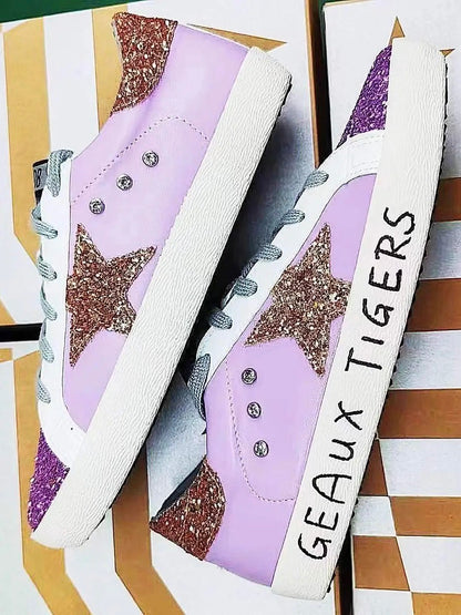 PREORDER | Geaux Tigers Purple with Gold Star Sneakers