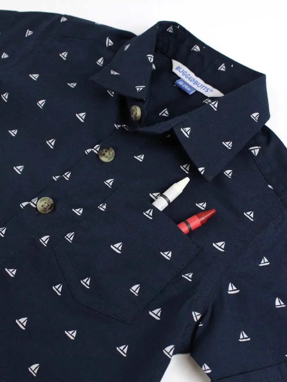 Navy Sailboats Button Down Shirt