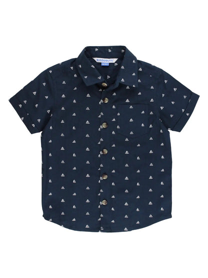 Navy Sailboats Button Down Shirt