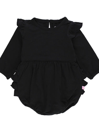 Baby Girls Black Flutter Bubble Romper