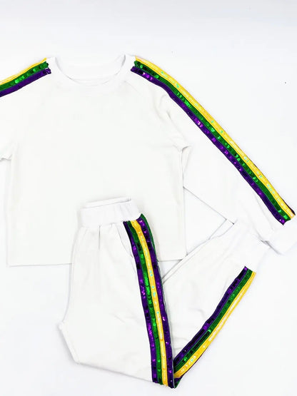 Mardi Gras Sequin Side Jogger Set