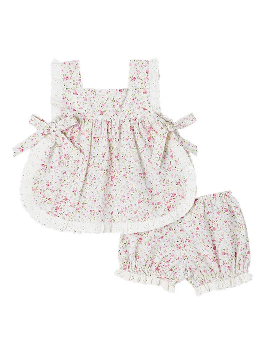 Pink Floral Pinafore Set