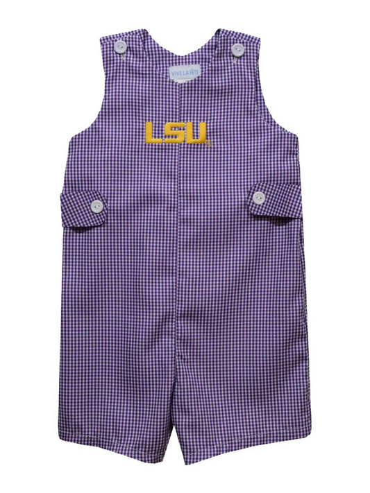 PREORDER | LSU Tigers  Embroidered Purple Gingham Boys Jon Jon