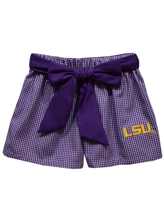 PREORDER | LSU Tigers Embroidered Gingham Shorts