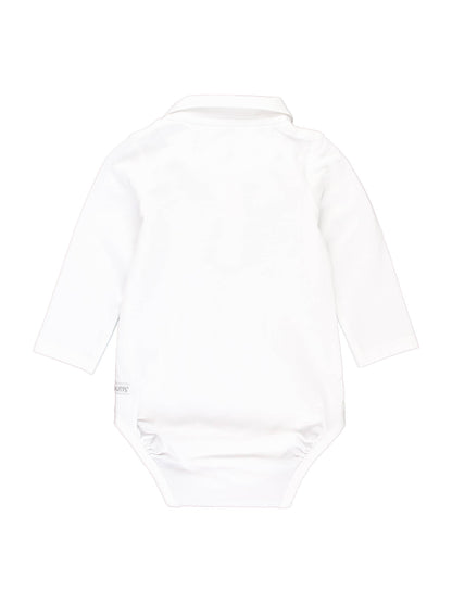 Baby Boys Knit Polo Bodysuit | White