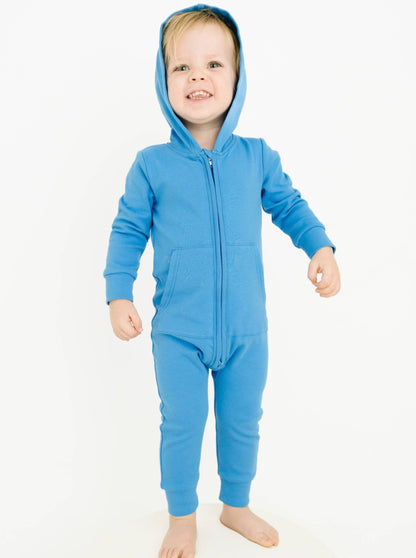 Zip Up Hooded Romper | Cobalt