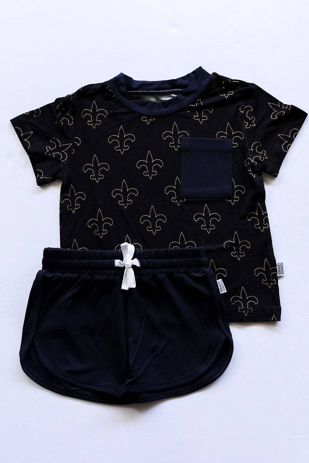 Fleur de lis Bamboo Varsity Short Set