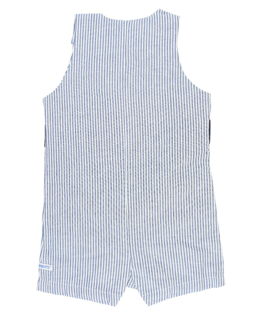 Baby Boys Blue Seersucker Classic Jon Jon Romper - Little Baby