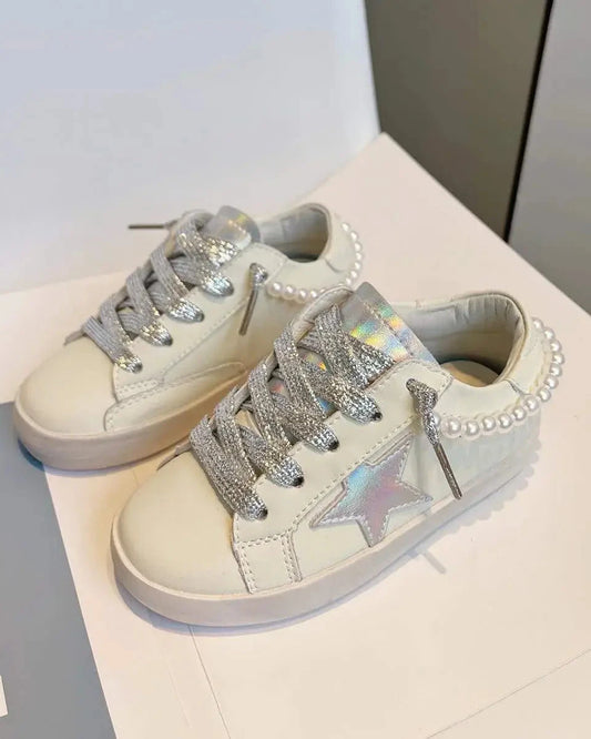 PREORDER | Pearls and Silver Star Sneakers