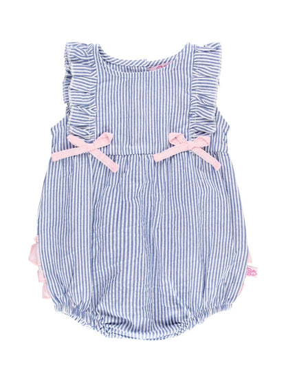 Blue Seersucker Classic Ruffle Romper - Little Baby