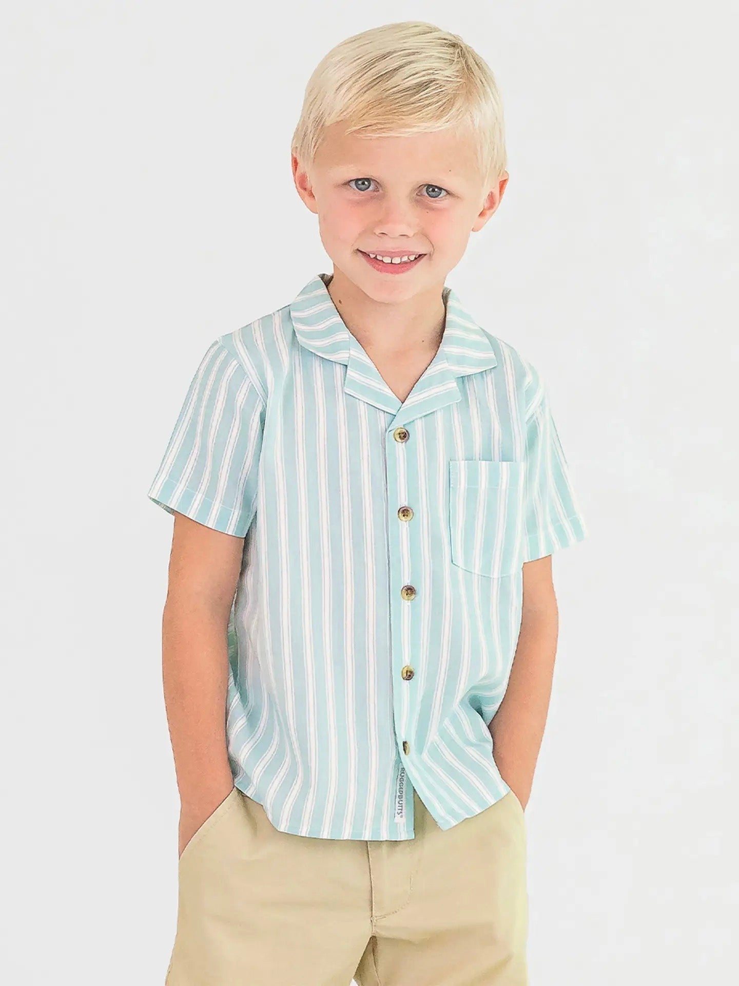 Boys Retro Stripe Short Sleeve Camp Shirt - Little Baby