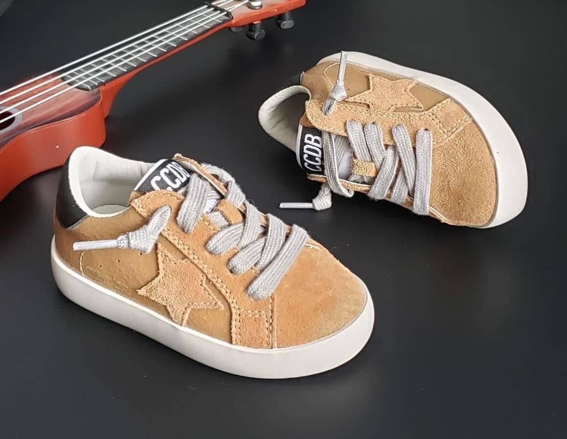 PREORDER | Tan Suede Leather Star Sneakers