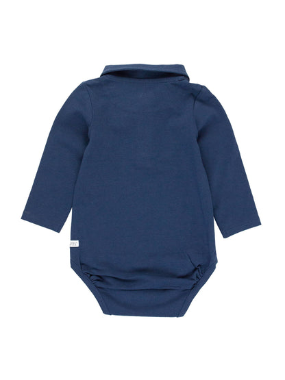 Baby Boys Knit Polo Bodysuit | Navy