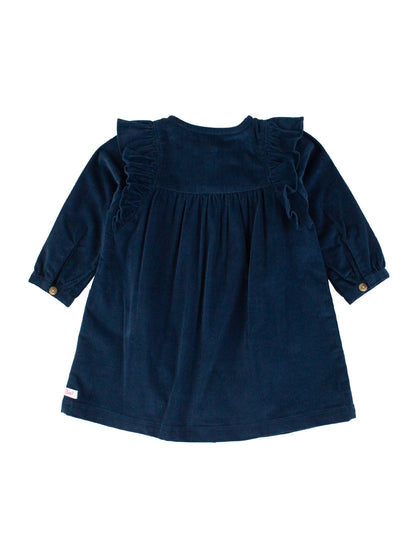 Girls Stretch Corduroy Ruffle Detail Dress