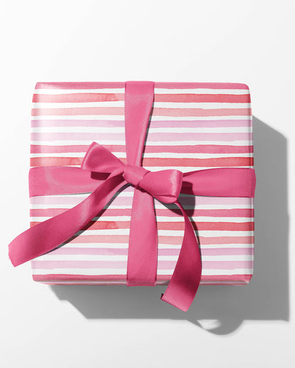 Pink Watercolor Stripes Gift Wrap