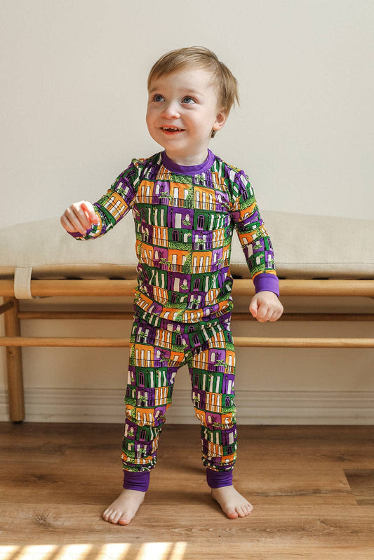 Mardi Gras Houses 2 Piece Bamboo Pajama Set